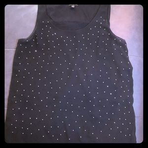 Rhinestone sparkle layered black cotton tank